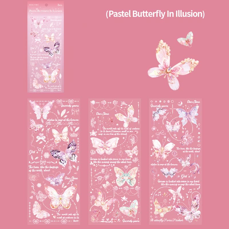 Light Butterfly Series PET Sticker Set For Journal Decor