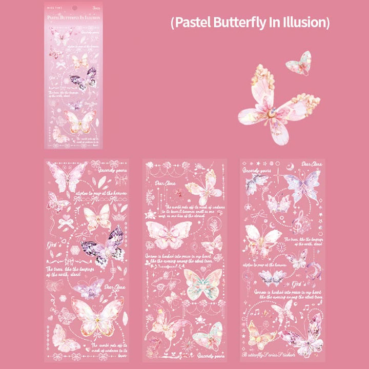 Light Butterfly Series PET Sticker Set For Journal Decor