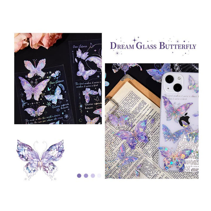 Light Butterfly Series PET Sticker Set For Journal Decor