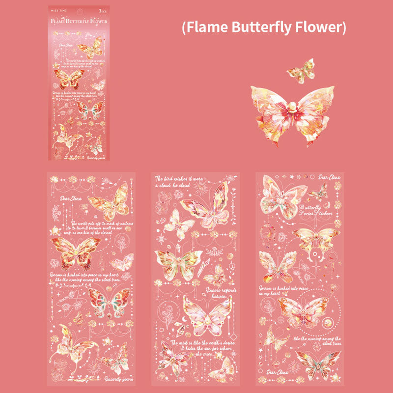 Light Butterfly Series PET Sticker Set For Journal Decor