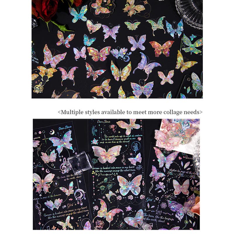 Light Butterfly Series PET Sticker Set For Journal Decor