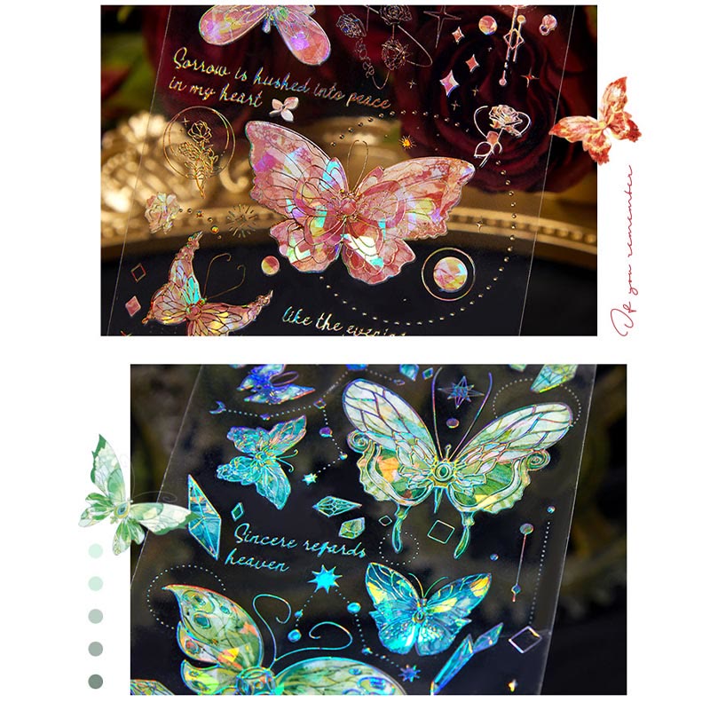 Light Butterfly Series PET Sticker Set For Journal Decor