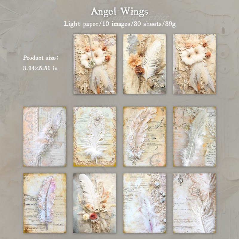 FREE TODAY: Feather Letter Series Paper Set Decorative Journaling Backing Paper