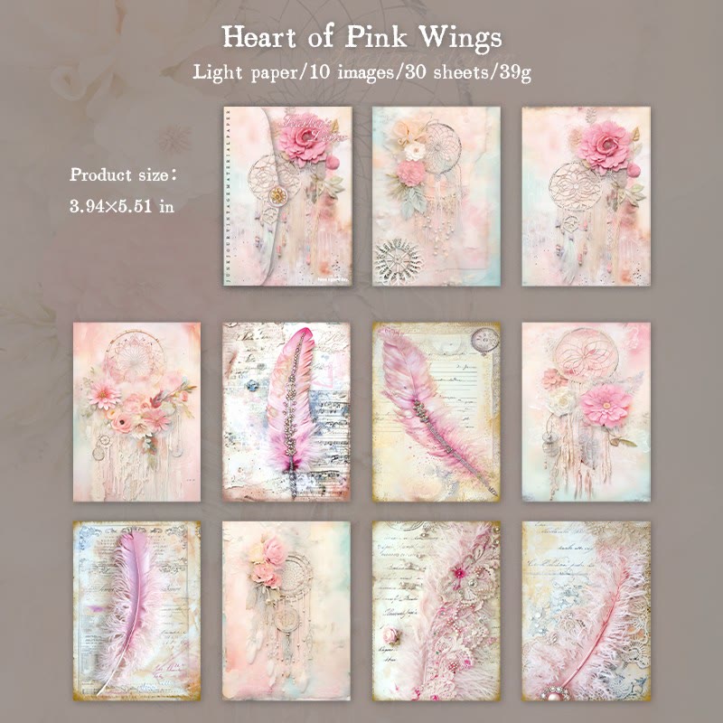 FREE TODAY: Feather Letter Series Paper Set Decorative Journaling Backing Paper