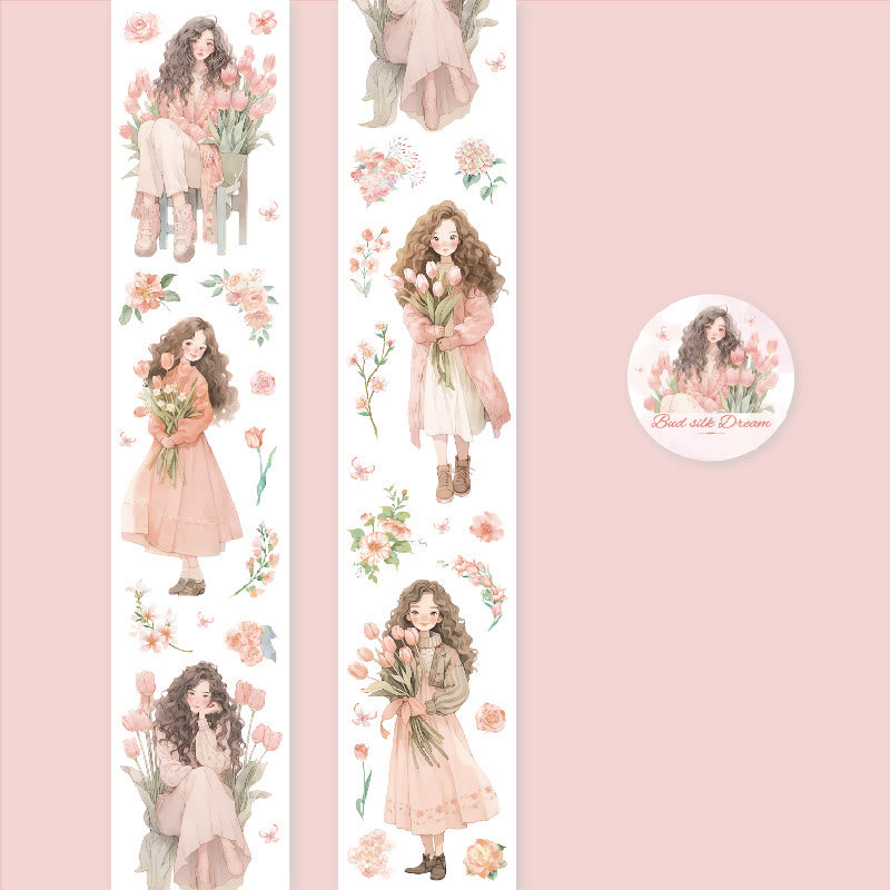 FREE TODAY: Bouquet Girls Series PET Tape Decorative Scrapbook Tape