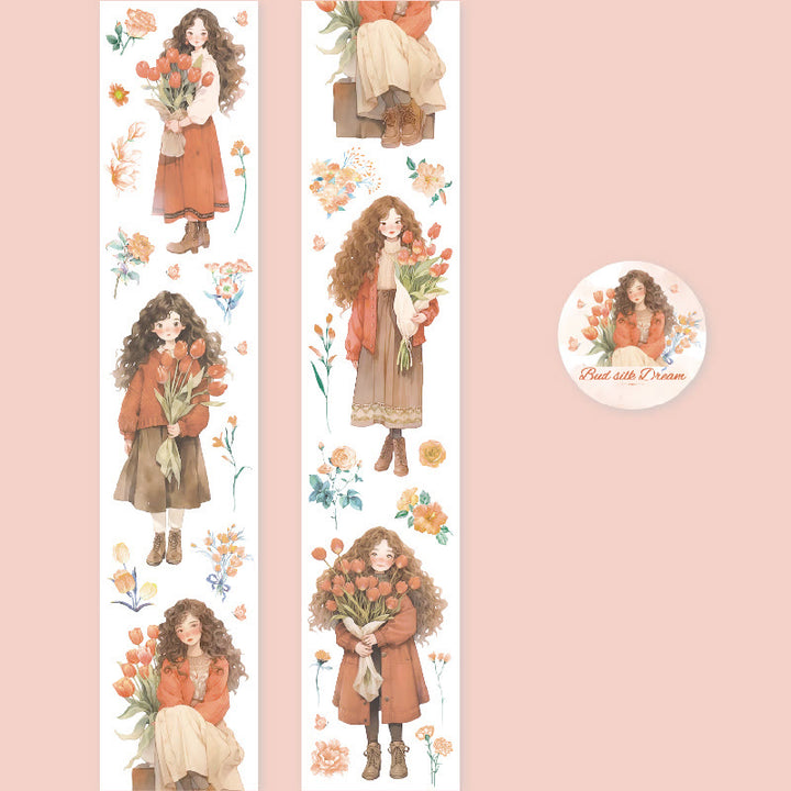 FREE TODAY: Bouquet Girls Series PET Tape Decorative Scrapbook Tape