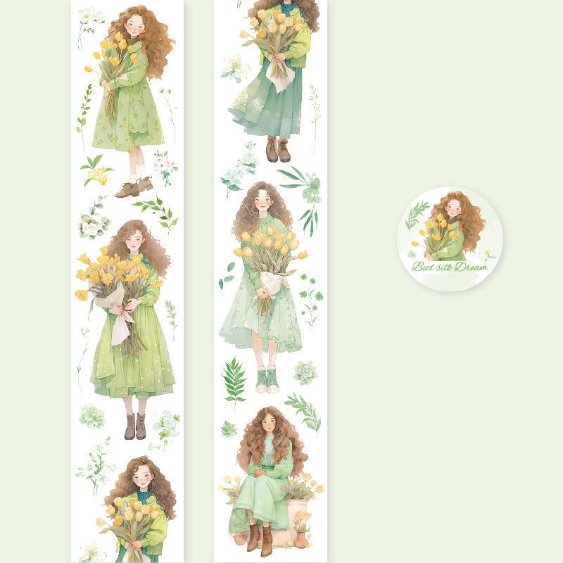 FREE TODAY: Bouquet Girls Series PET Tape Decorative Scrapbook Tape