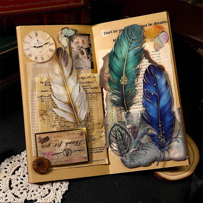 FREE TODAY: Ancient Forest Feather Series Sticker For Diy Journal Decor