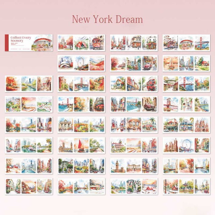 Landscape Stickers Book 30 Sheets Travel View Scrapbook Stickers