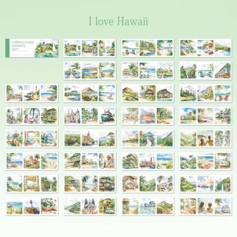 Landscape Stickers Book 30 Sheets Travel View Scrapbook Stickers