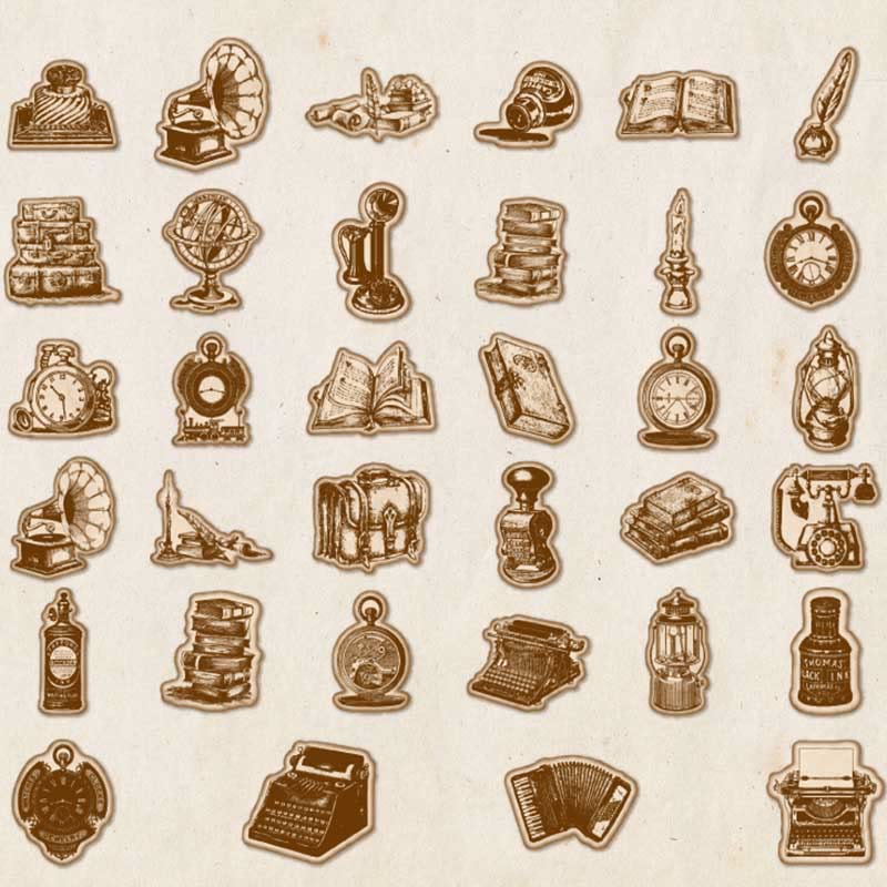 FREE TODAY: 100Pcs Retro Old Time Objects Sticker for Scrapbook Journaling