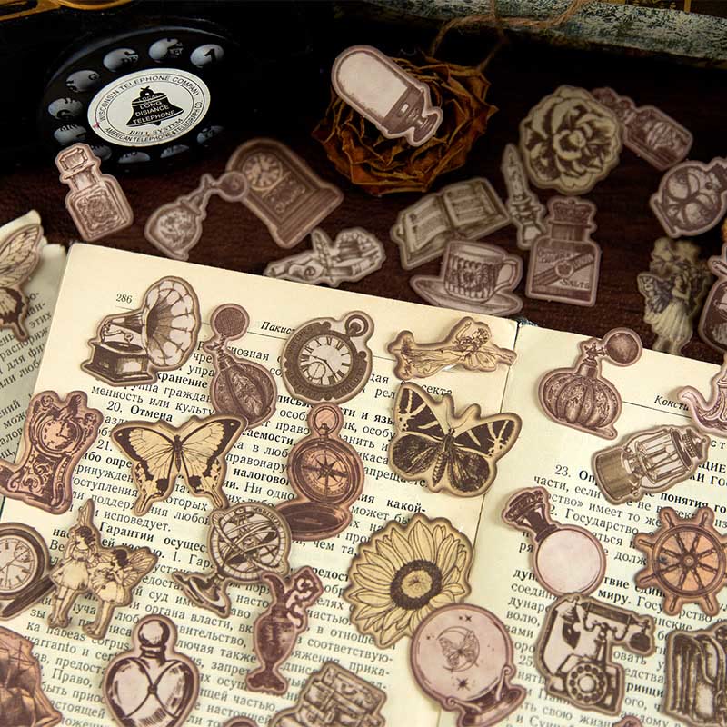 FREE TODAY: 100Pcs Retro Old Time Objects Sticker for Scrapbook Journaling