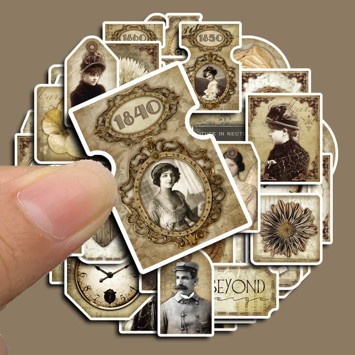 FREE TODAY: Retro Portrait Flower Stickers for Scrapbook Bottle Journal