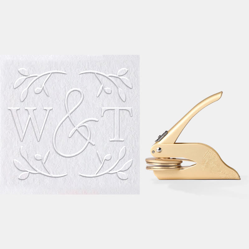 Personalized Initial Floral Embosser Stamp Metal Book Stamp