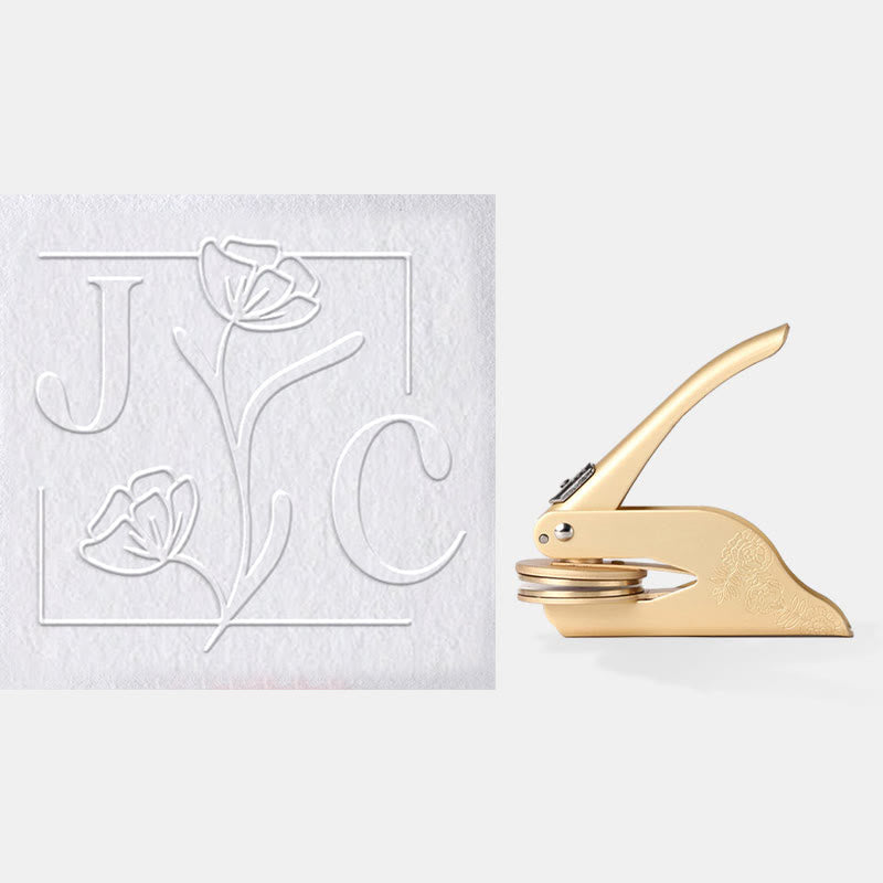 Custom Library Embosser Stamp Seal Initial Floral Book Embosser