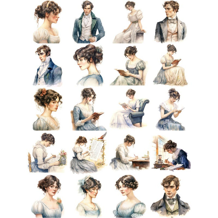 Retro Aristocratic Girl Series Sticker For DIY Journal Decor