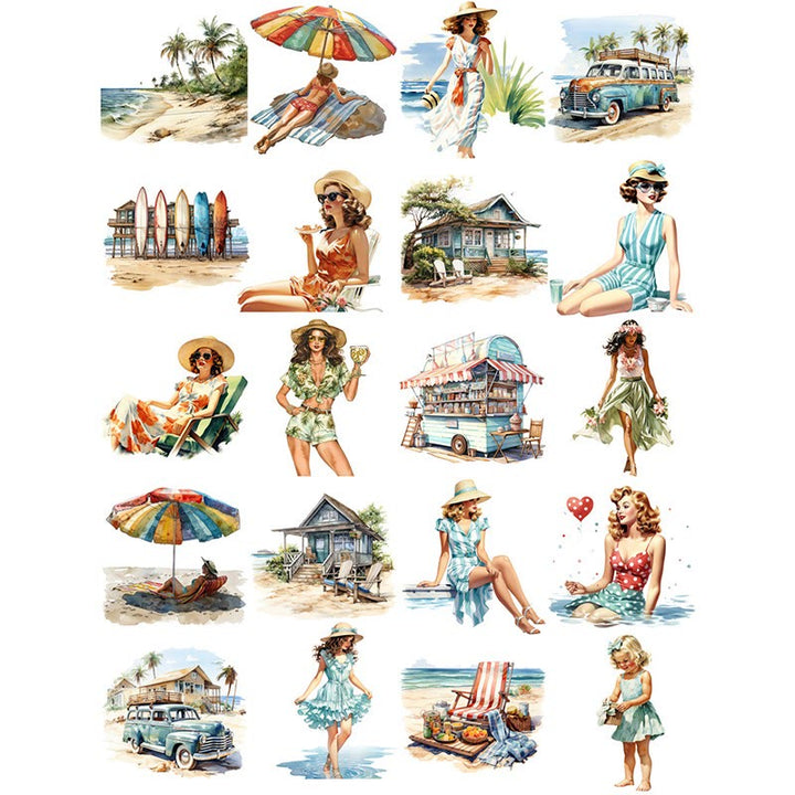 Vintage Sea Vacation Series Sticker For DIY Journal Decor