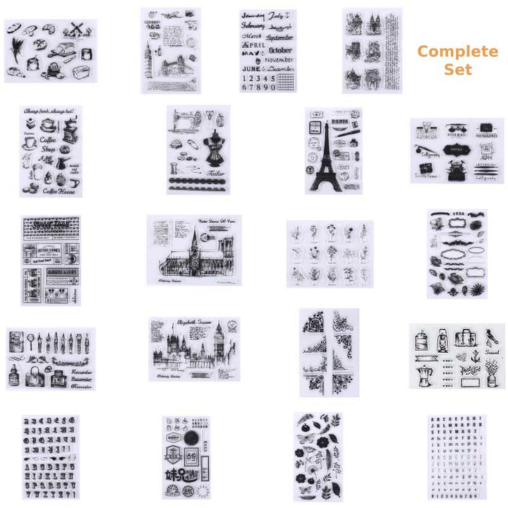 FREE TODAY: Clear Silicone Stamps Plants Animals Number & Alphabet Pattern Rubber Stamps