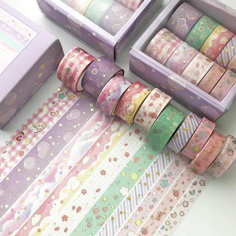 10pcs Bronzing Set Decorative Paper Tape Retro DIY Scrapbook Decor