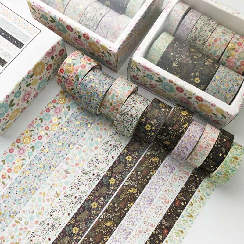 10pcs Bronzing Set Decorative Paper Tape Retro DIY Scrapbook Decor