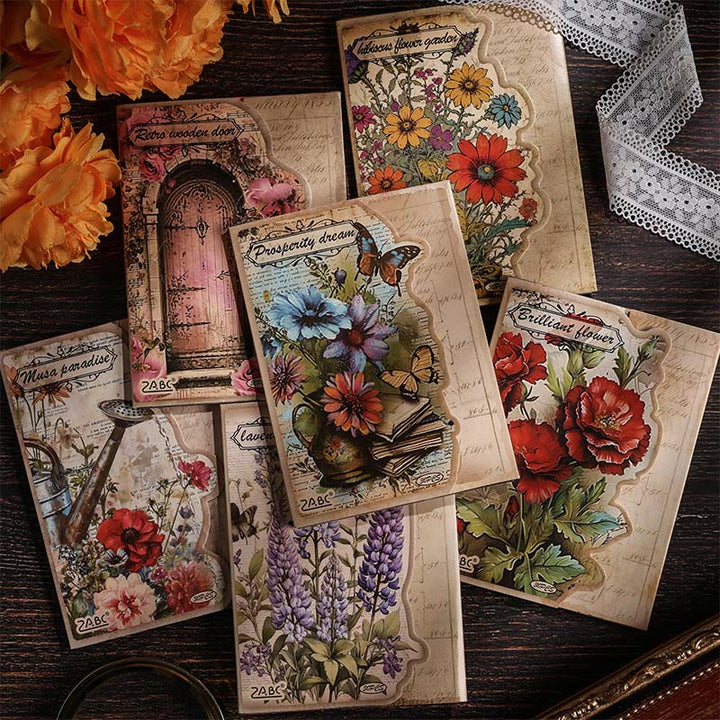 Retro Flower Garden Paper Decorative Scrapbook Journaling Backing Paper