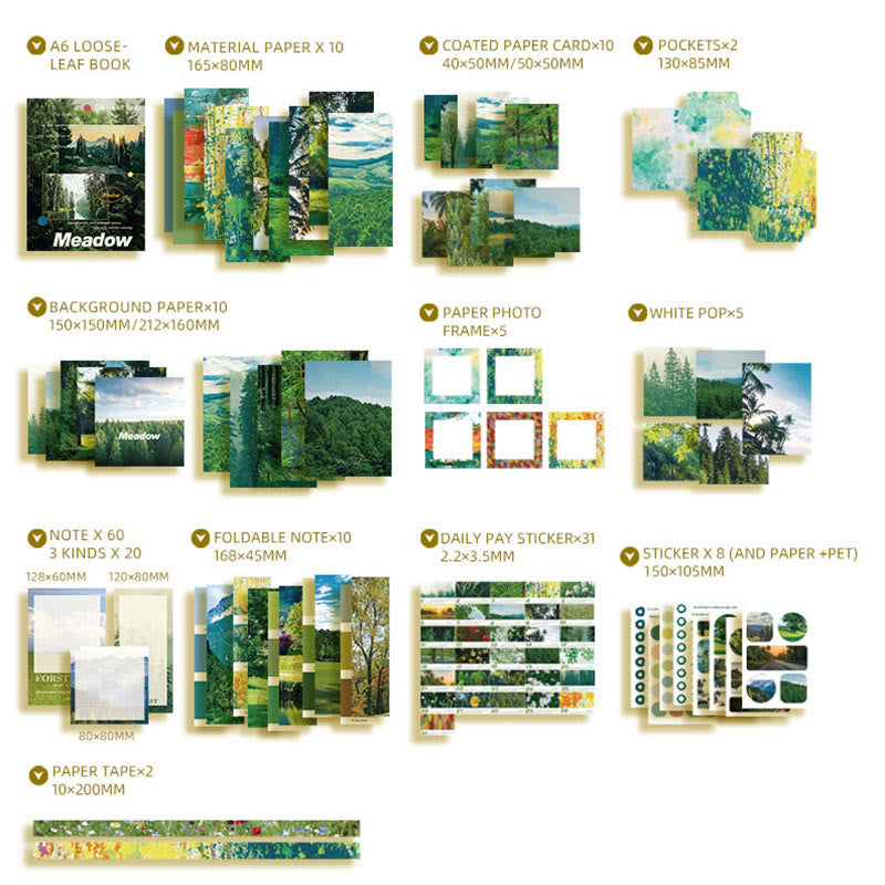 155pcs Natural Landscape Paper Sticker Crafts Journal Gift Set