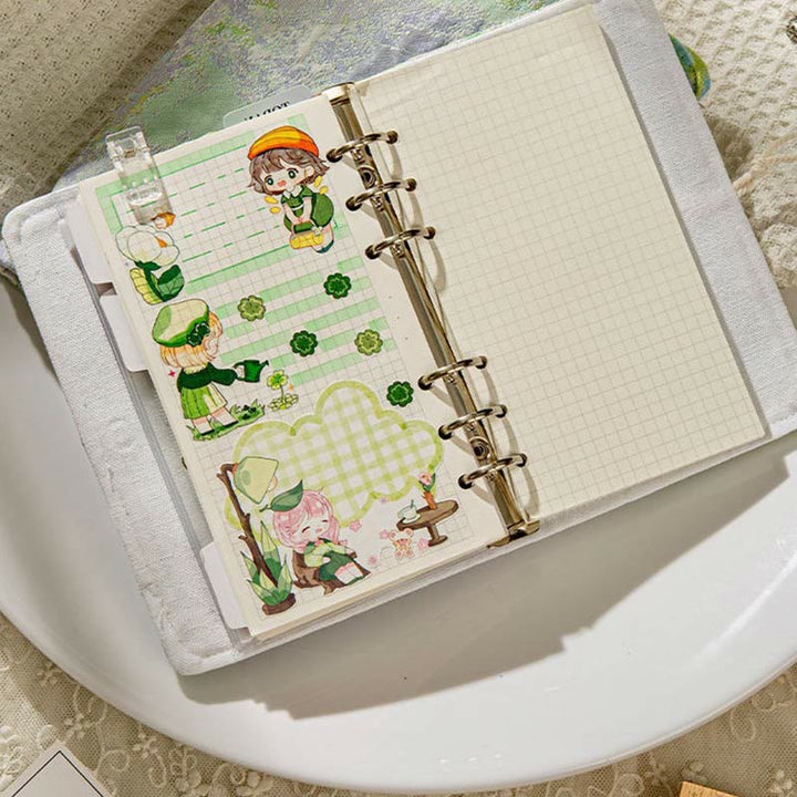 A6/ A5 Retro Green Cloth Cover Notebook For Daily Record