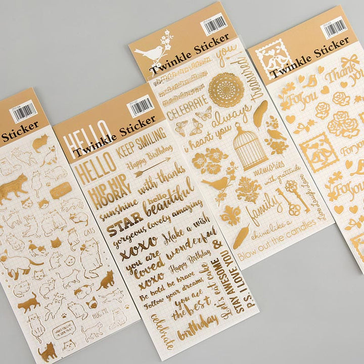 Gold Diary Series PVC Sticker For Journal Decor