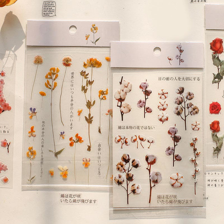 Translucent Romantic Flowers Series PET Sticker Set For Journal Decor