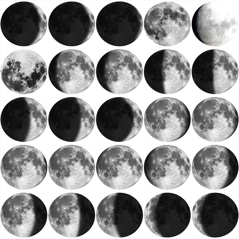 50pcs Moon Phase Series Sticker For DIY Journal Decor