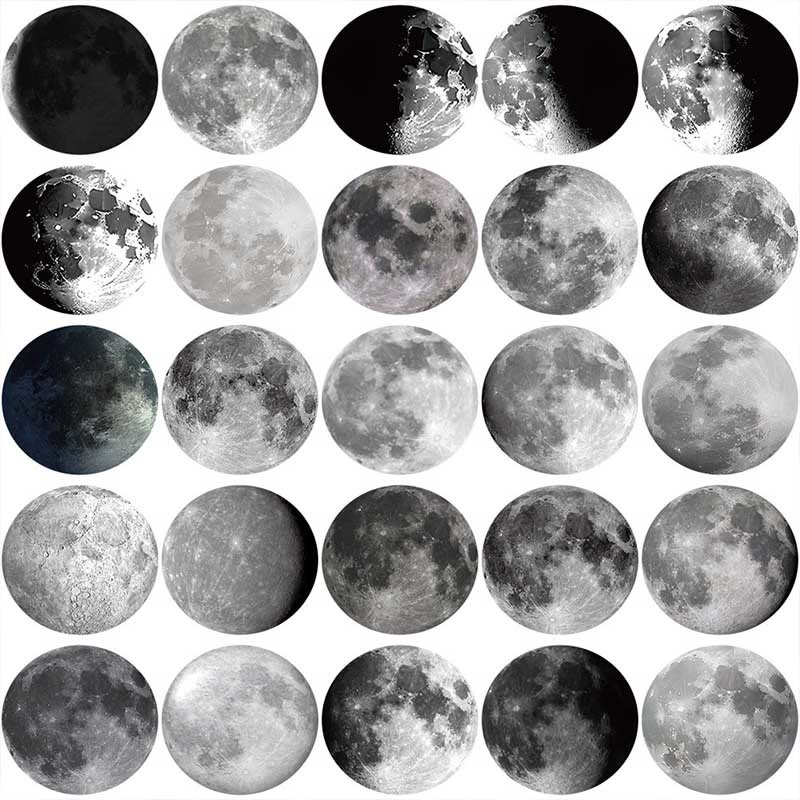 50pcs Moon Phase Series Sticker For DIY Journal Decor