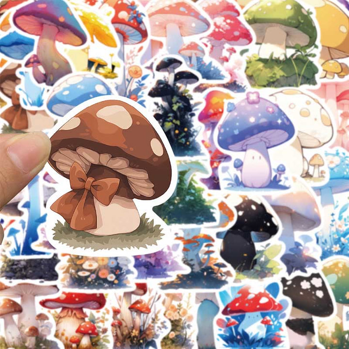 50pcs Cartoon Mushroom Plant Series Sticker For DIY Journal Decor