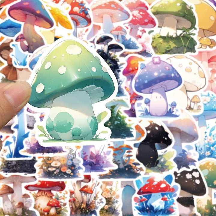 50pcs Cartoon Mushroom Plant Series Sticker For DIY Journal Decor