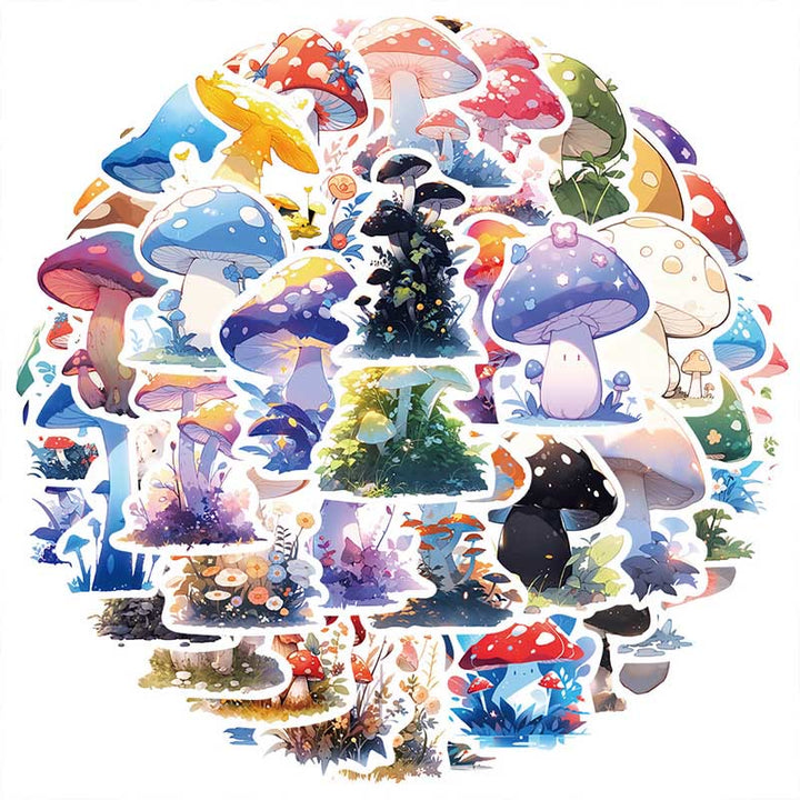 50pcs Cartoon Mushroom Plant Series Sticker For DIY Journal Decor