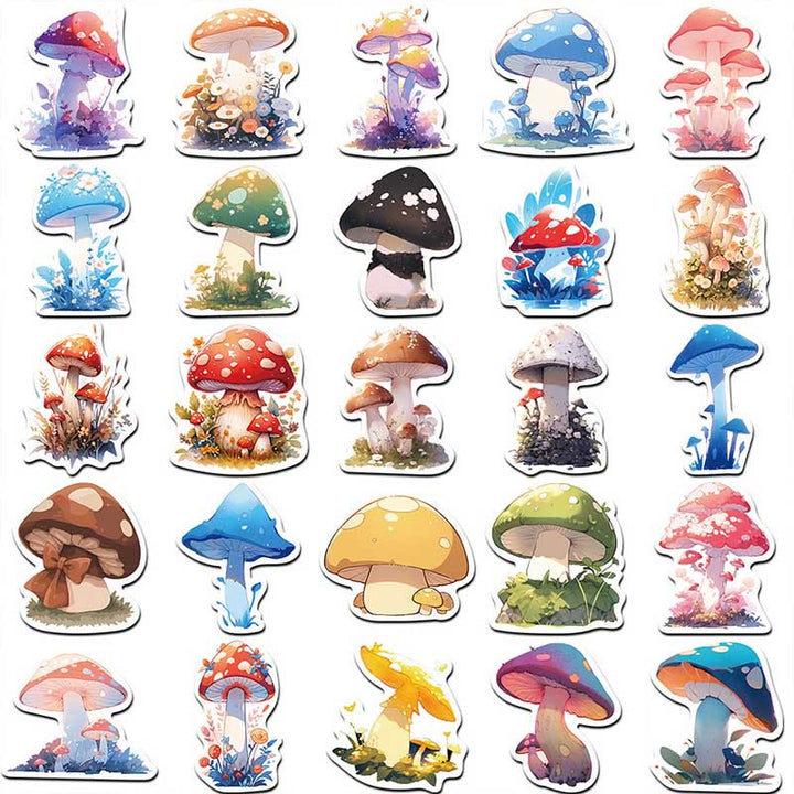 50pcs Cartoon Mushroom Plant Series Sticker For DIY Journal Decor