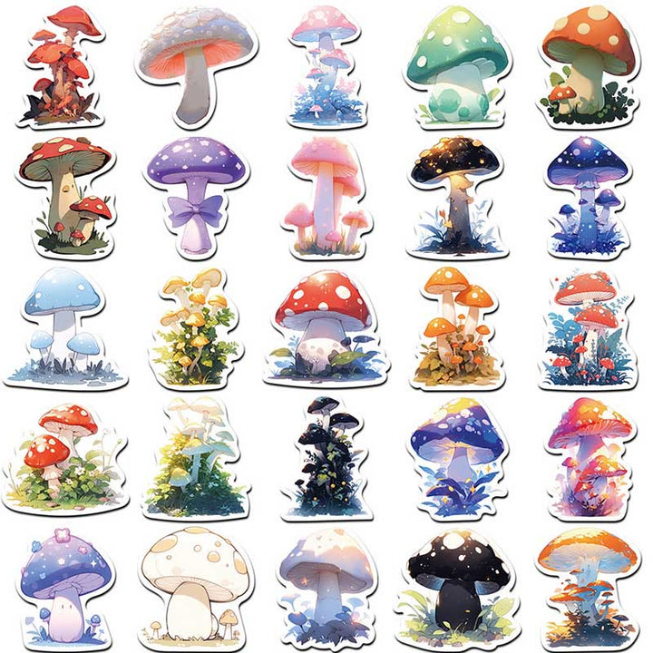 50pcs Cartoon Mushroom Plant Series Sticker For DIY Journal Decor