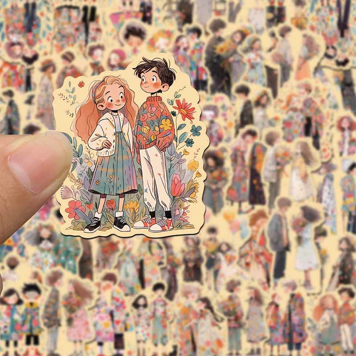 50pcs Cartoon Image Couple Series Sticker For DIY Journal Decor