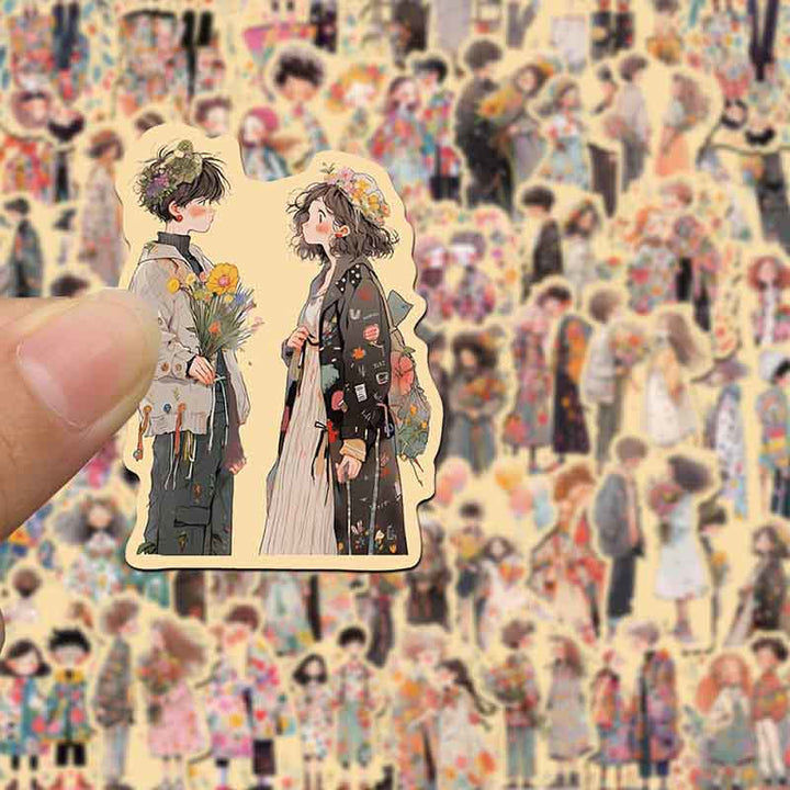 50pcs Cartoon Image Couple Series Sticker For DIY Journal Decor