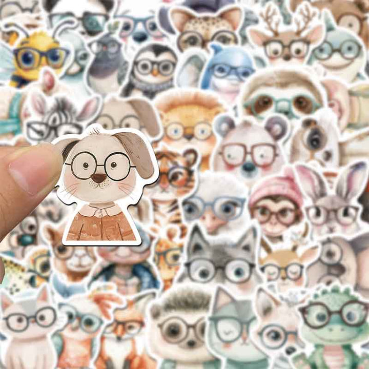 Cartoon Animals With Glasses Series Sticker For DIY Journal Decor