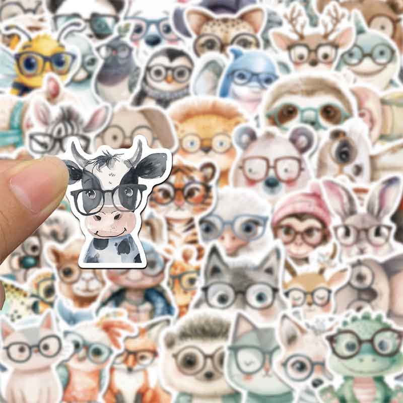 Cartoon Animals With Glasses Series Sticker For DIY Journal Decor