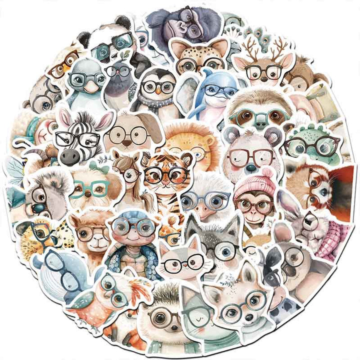 Cartoon Animals With Glasses Series Sticker For DIY Journal Decor