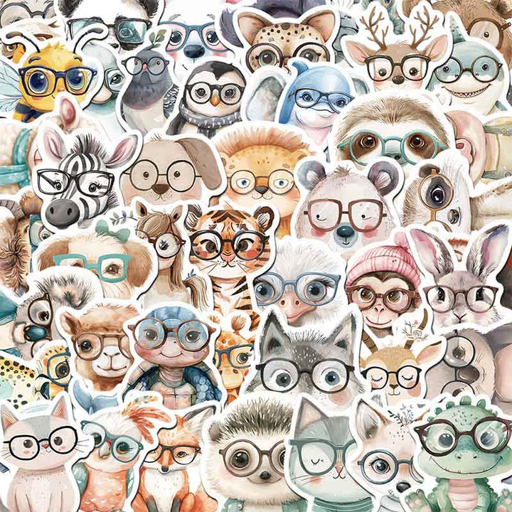 Cartoon Animals With Glasses Series Sticker For DIY Journal Decor