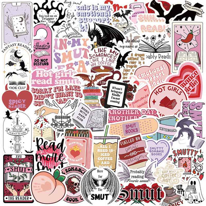 52pcs Graffiti Bookish Smutty Reading Series Sticker For DIY Journal Decor