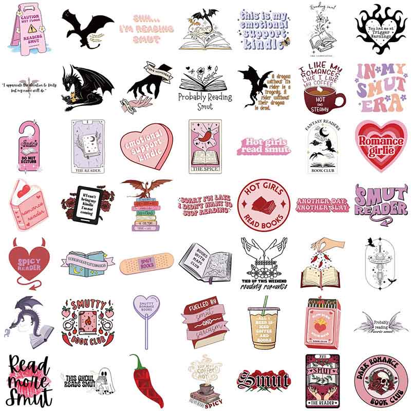 52pcs Graffiti Bookish Smutty Reading Series Sticker For DIY Journal Decor