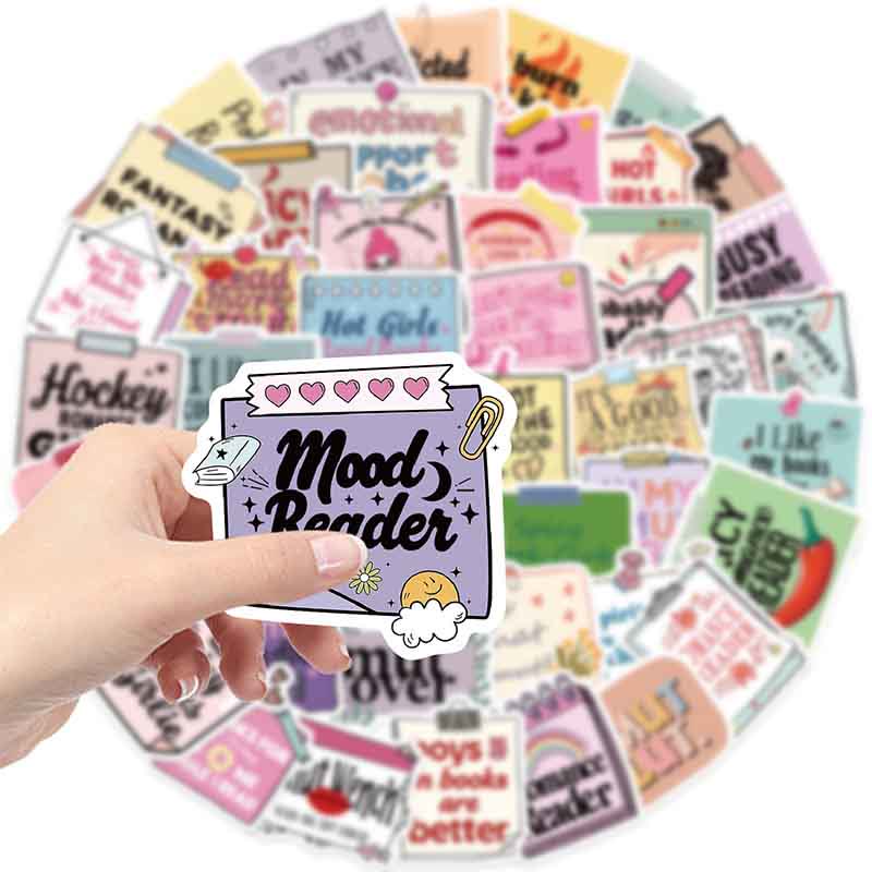 50pcs Word And Phrase Series Bookish Sticker For DIY Journal Decor