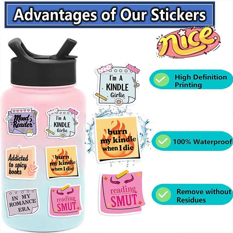 50pcs Word And Phrase Series Bookish Sticker For DIY Journal Decor