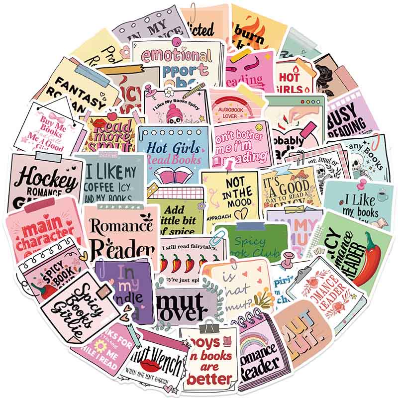 50pcs Word And Phrase Series Bookish Sticker For DIY Journal Decor