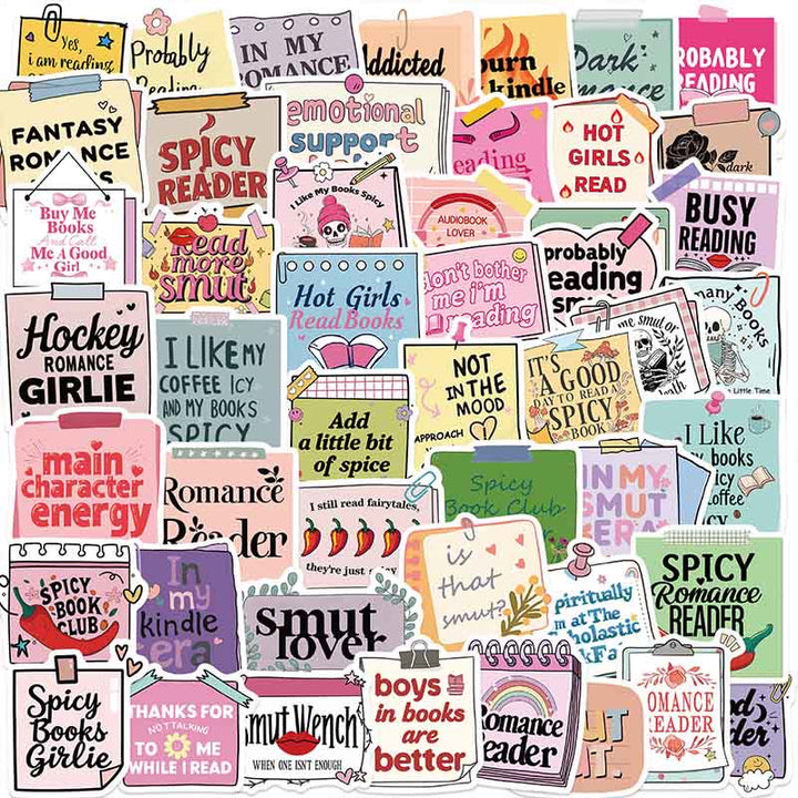 50pcs Word And Phrase Series Bookish Sticker For DIY Journal Decor