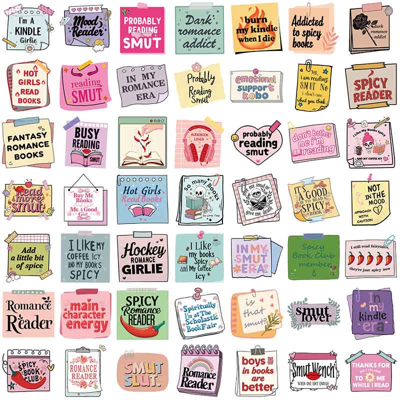 50pcs Word And Phrase Series Bookish Sticker For DIY Journal Decor