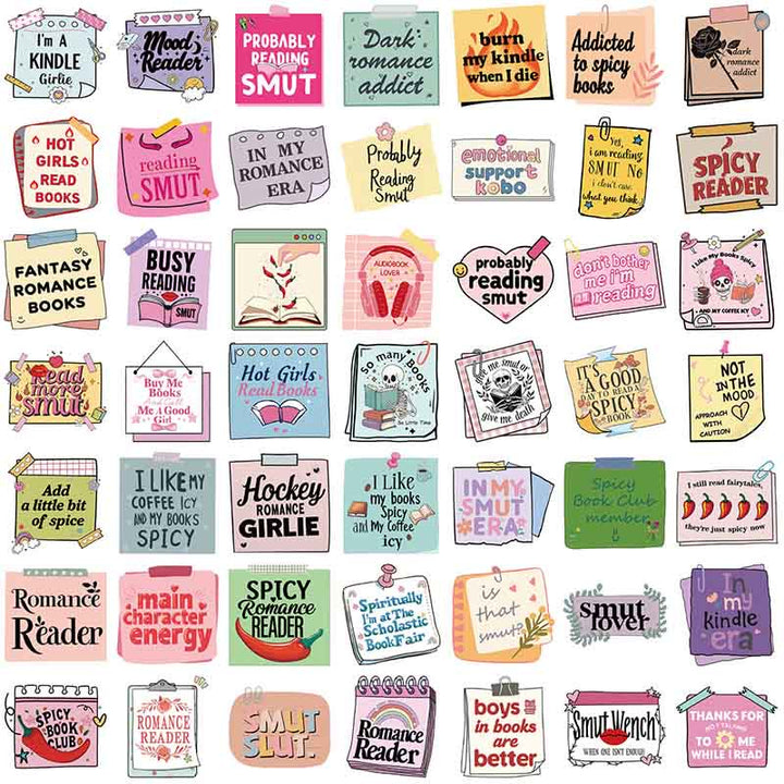 50pcs Word And Phrase Series Bookish Sticker For DIY Journal Decor